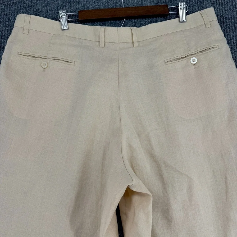 Vintage Man of Fashion men's 100% linen pleated trousers euro summer beige 42x34